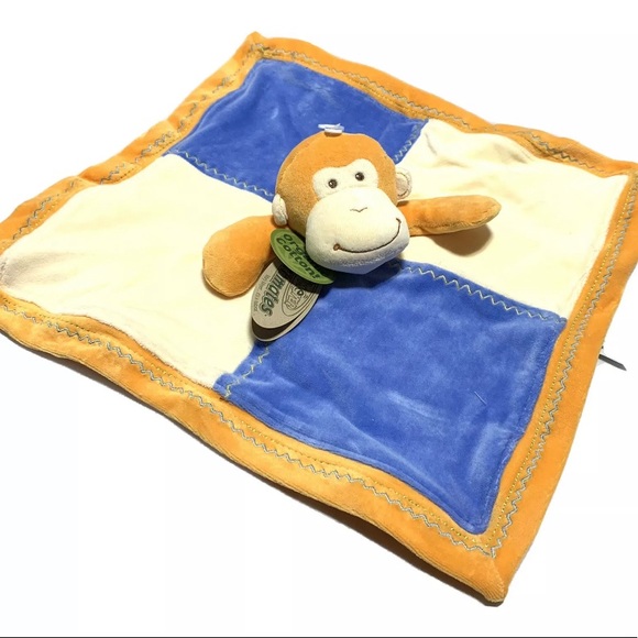 Monkey Lovey Baby Security Blanket Organic 15”x15” - Picture 6 of 12